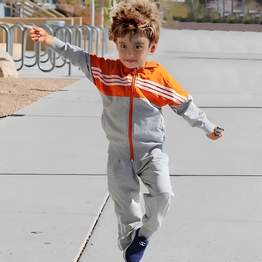 Boys Grey Hooded Sweat Shirt with Track Pant Set