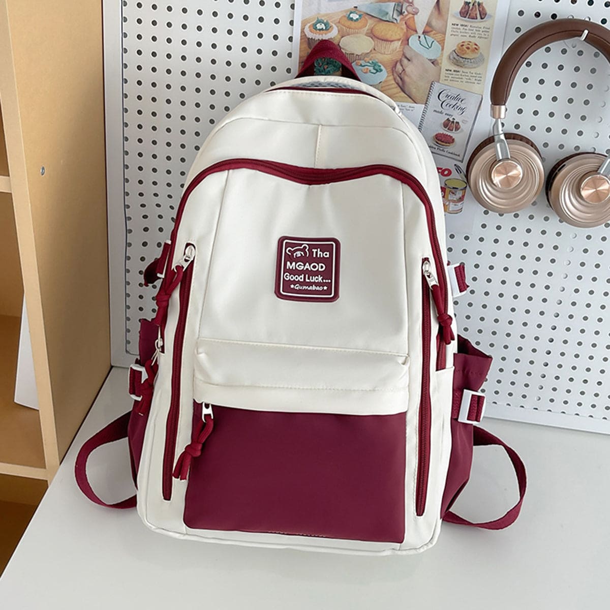 Unisex Red Multipocket Backpack Accessories   