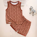 Boys Brown Geometric Print Vest With Shorts Sets 2 pc. Sets Brown 3-4 Y