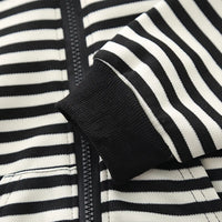 Boys Black Stripes Hooded Zipper Jacket With Denim Jogger Sets Sets