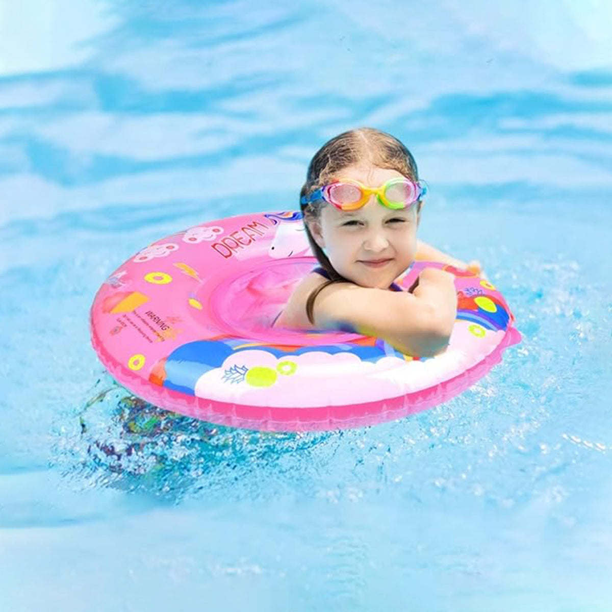Kids Pink Round Float Boat with Handle for Pool Trending Accessories Pink Onesize