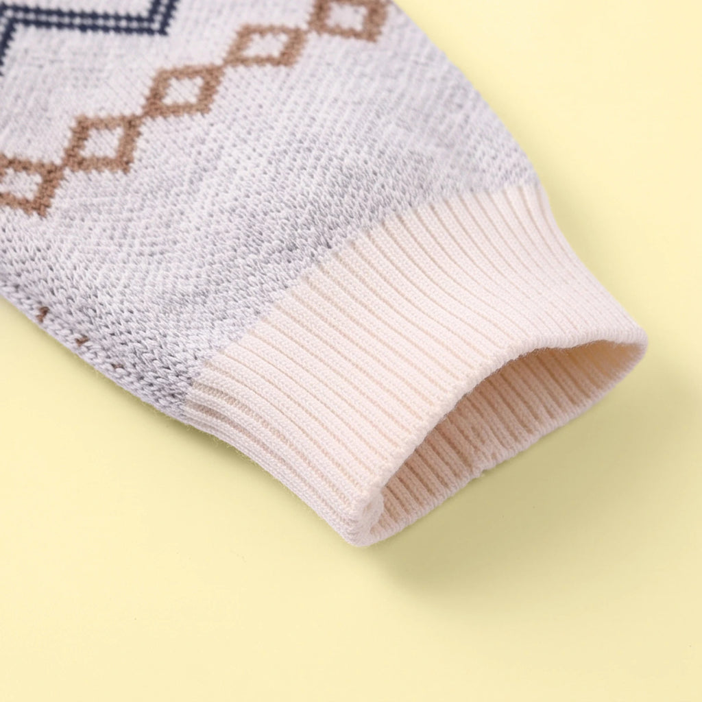 Girls Apricot Geometric Knitted Sweater Sweaters & Cardigans