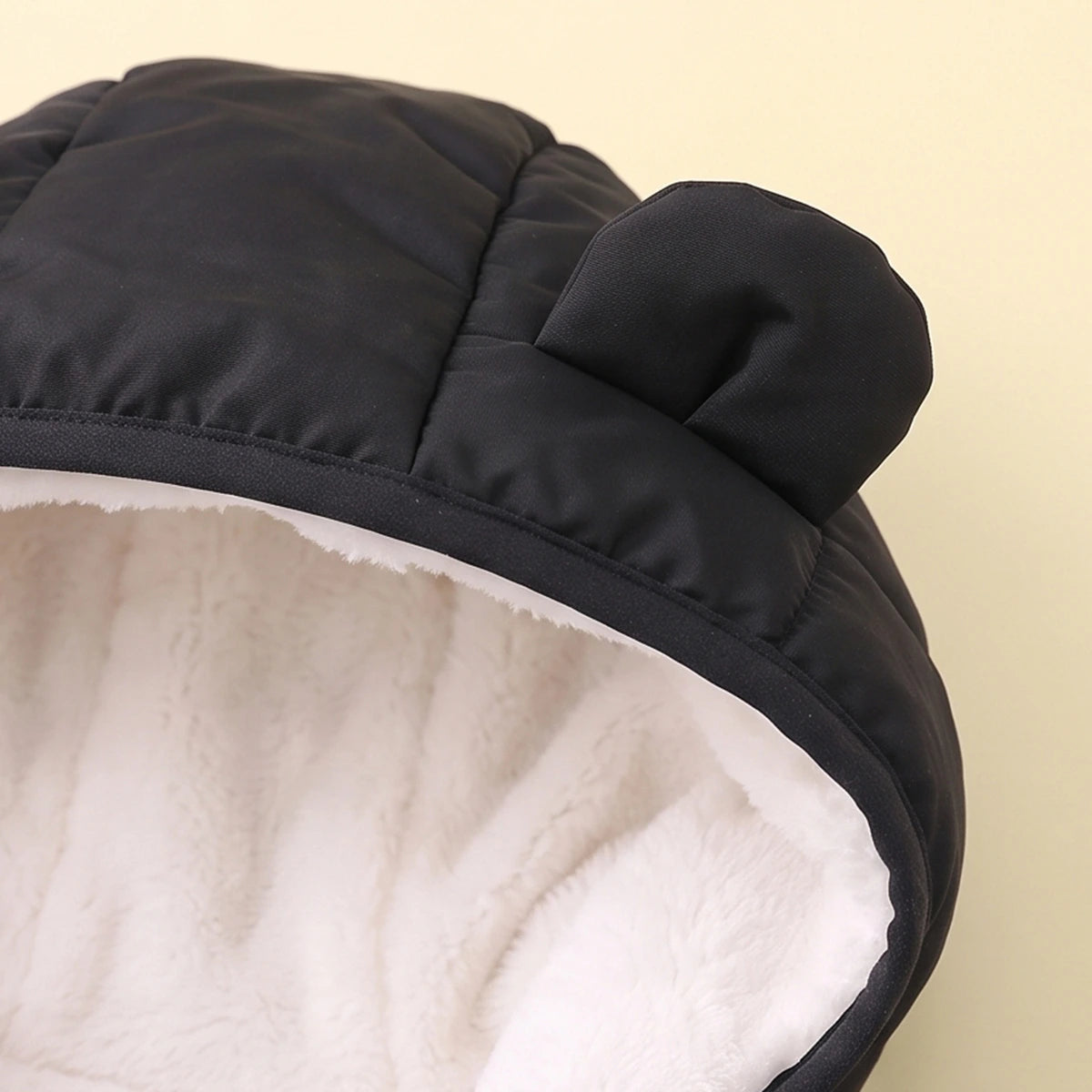 Boys Black Bear Ear On Hood Quilted Zip-up Jacket Coats & Jackets