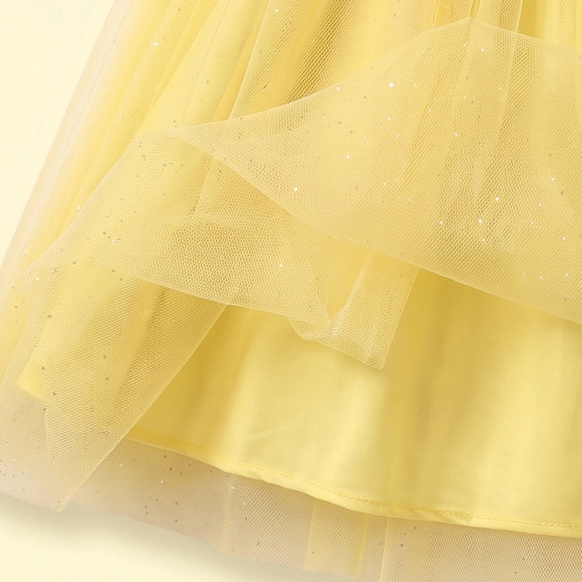 Girls Yellow Floral Applique Sleeveless Party Gown Party Dresses