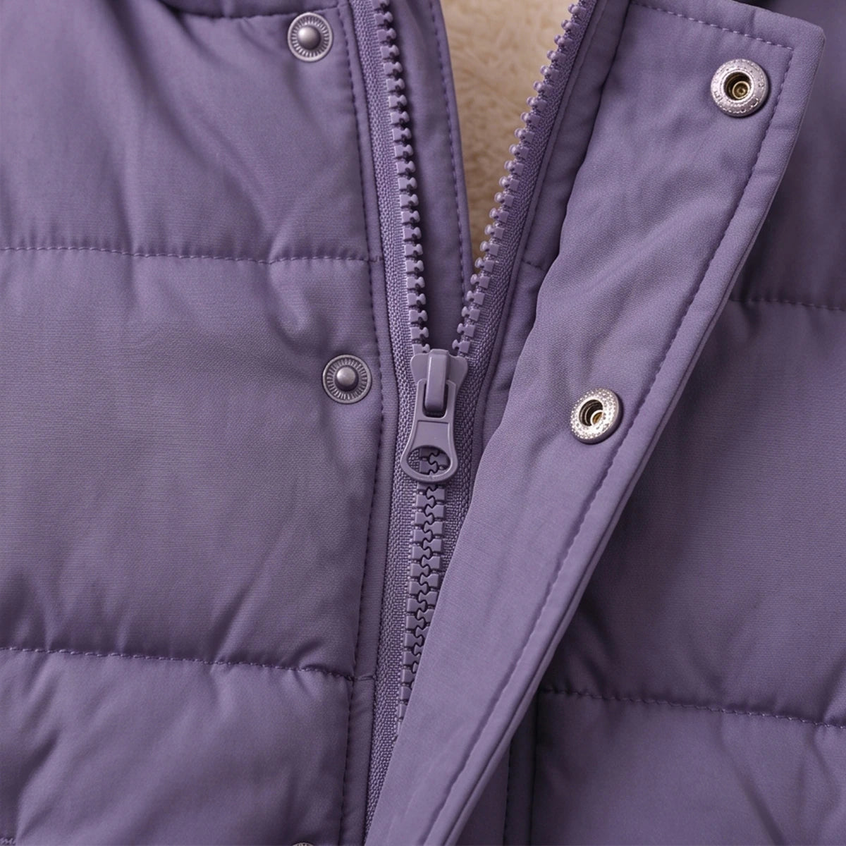 Girls Purple Fleece-Lined Hooded Puffer Jacket Coats & Jackets