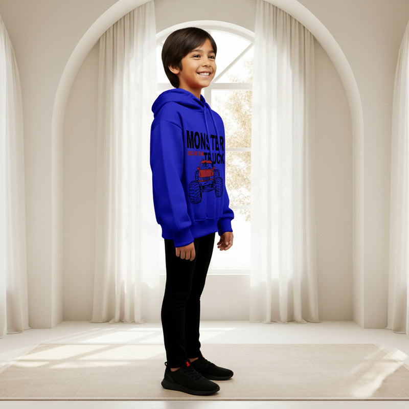 Boys Royal Blue Monster Truck Graphics Hoodies Sweatshirt Sweatshirts & Hoodies