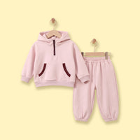 Girls Light Pink Hooded Sweatshirt & Joggers Co-ord Sets Sets Light Pink 1-2 Y