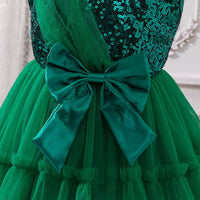 Girls Green Sequined Fit & Flare Party Wear Dress Party Dresses