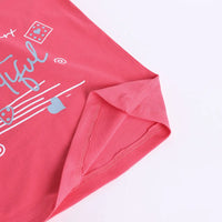 Girls Peach Pink Graphic Printed Short Sleeve T-shirts With Elasticated Legging Sets Sets