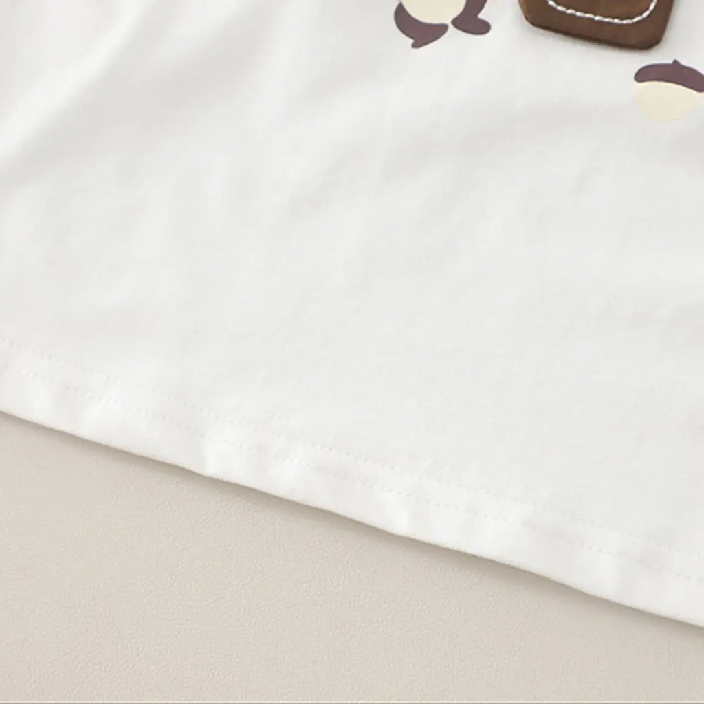 Boys White Mushroom Graphic T-Shirt With Shorts Sets Sets