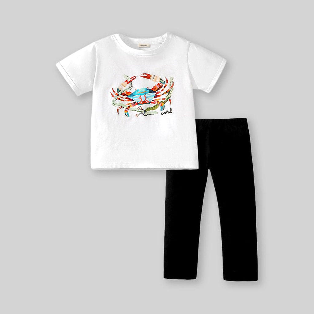 Girls Graphic Print T-Shirt With Leggings Set