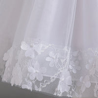 Girls White Floral Applique Sleeveless Tutu Party Wear Dress Party Dresses