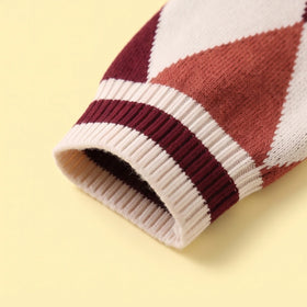 Boys Multicolour Diamond Jacquard Long Sleeve Sweater Sweaters & Cardigans