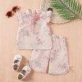 Girls Pink Floral Print Top & shorts Co-ord Sets Sets Pink 1-2 Y