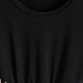 Girls Black Embroidered Tulle Overlay Fit & Flare Dress Casual Dresses