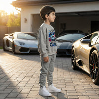 Boys Grey Car Graphics Fleece Sweatshirt With Joggers Sets 2 pc. Sets