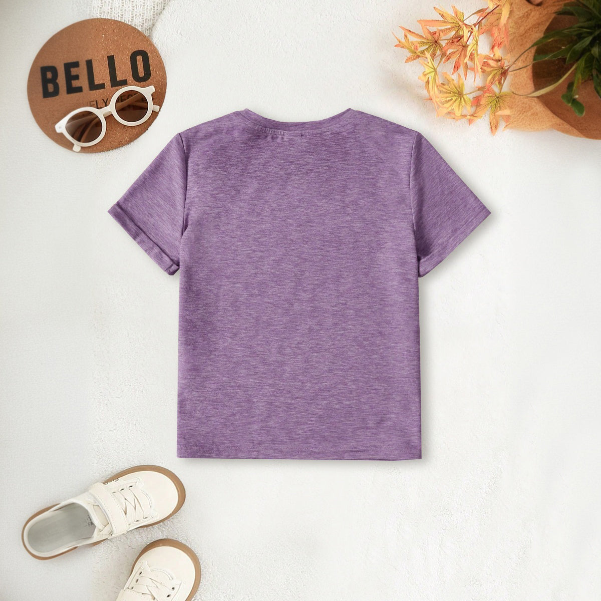 Girls Purple Typographic Printed Short Sleeves T-Shirt Tshirts