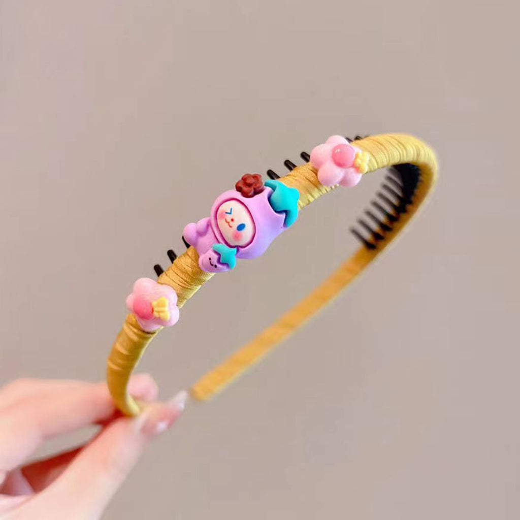 Girls Green Cute Cartoon Graphic Headband Trending Accessories Yellow Onesize