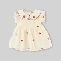 Girls Apricot Cherry Print Fit & Flare Casual Dress Casual Dresses