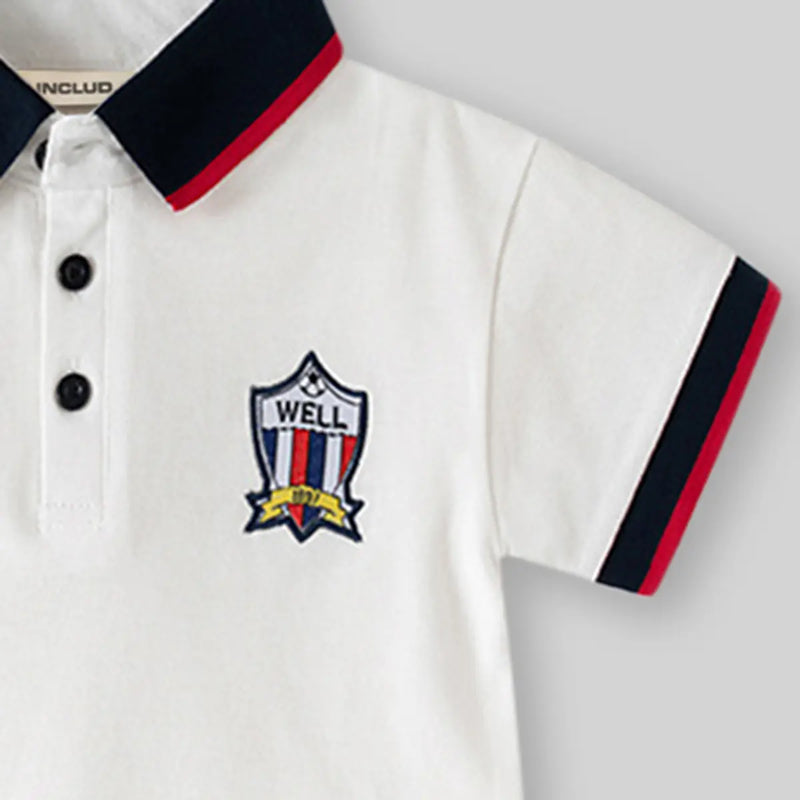 Boys White Solid Short Sleeves Polo T-Shirt Tshirts
