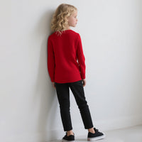 Girls Red Reindeer Self-Designed Winter Pullover Sweater Sweaters & Cardigans