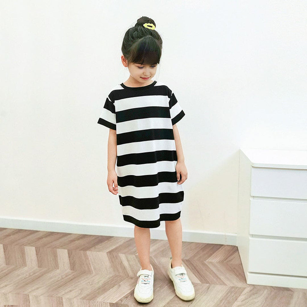Girls Striped T-shirt Dress Casual Dresses   