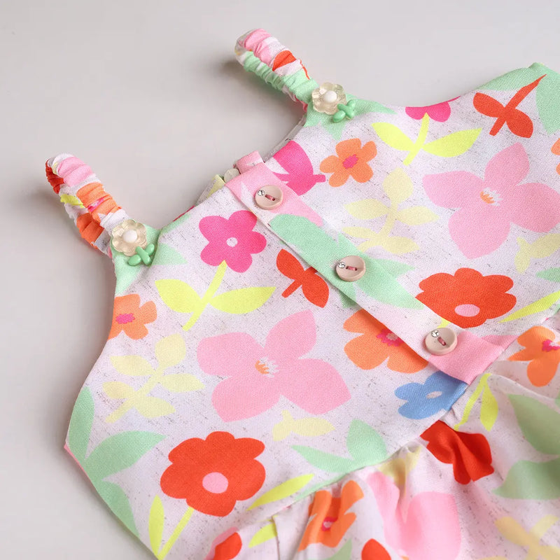 Girls Pink Floral Printed Top With Elasticated shorts Sets 2 pc. Sets
