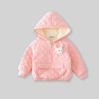 Girls Light Pink Rabbit Design Quilted Hoodie With Jogger Co-ord Sets Sets