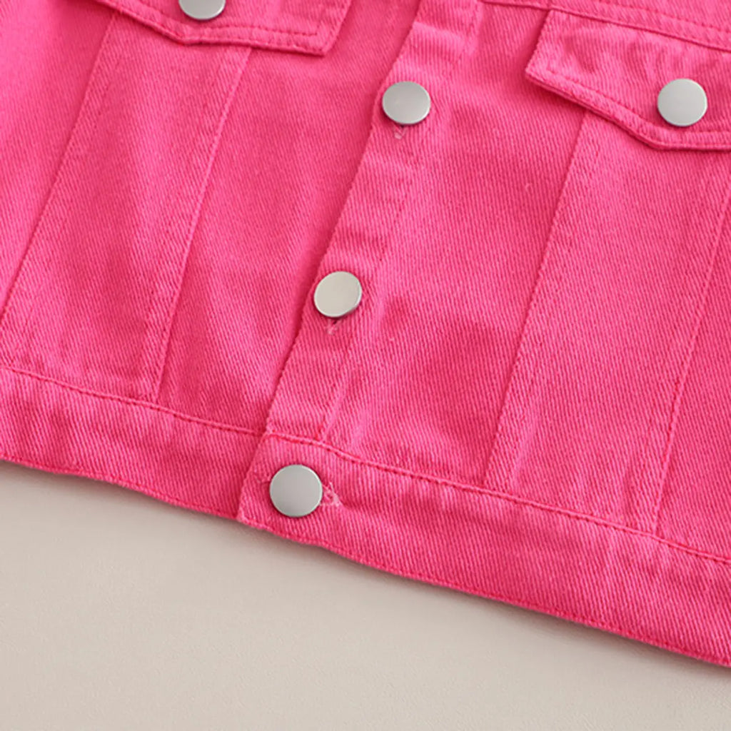 Girls Pink Solid Long Sleeves Jacket Coats & Jackets