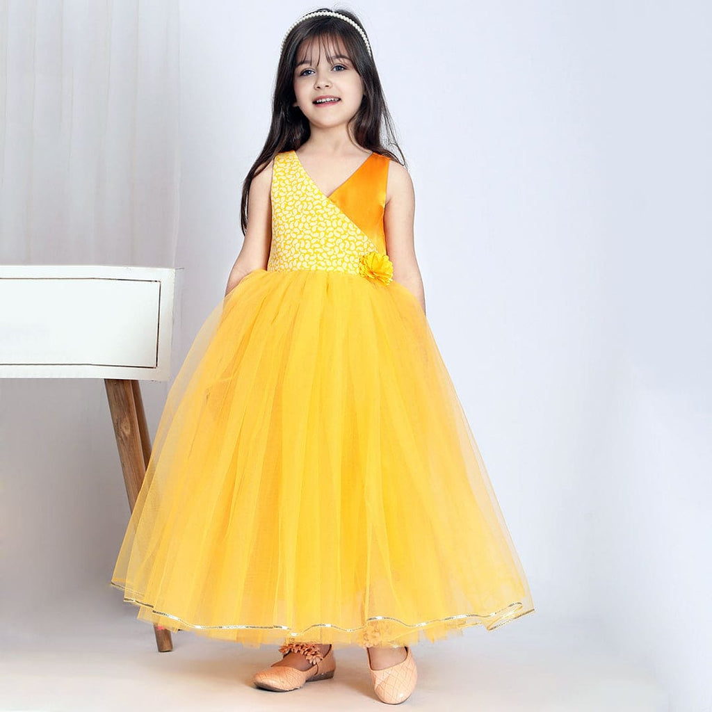 Girls Printed Party Wear Gown