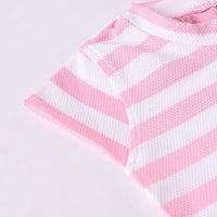 Girls Pink Stripe T-Shirt With Heart Embroidered Dungaree Sets 2 pc. Sets