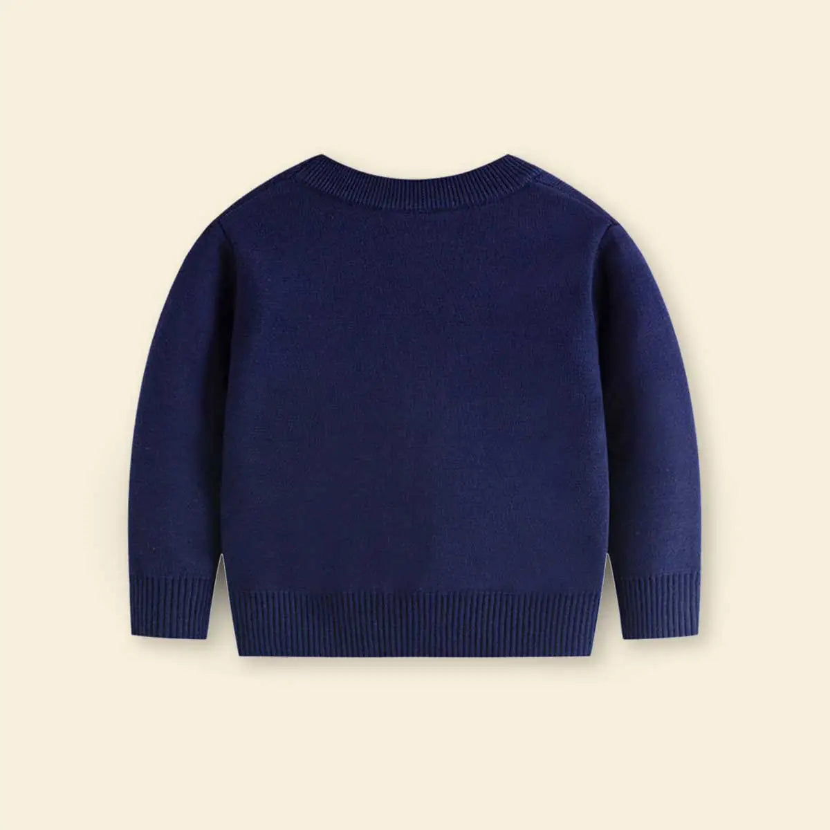 Boys Navy Blue Sweater With Self-Design Christmas Reindeer Pattern Sweaters & Cardigans
