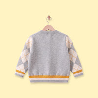 Boys Grey Diamond Jacquard Long Sleeve Sweater Sweaters & Cardigans