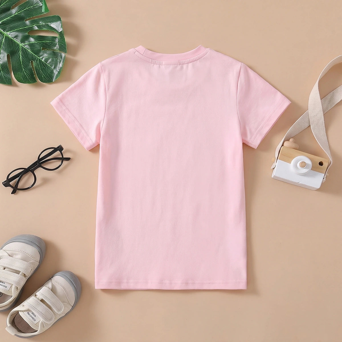 Girls Pink Fox Print Short Sleeve T-Shirt Tshirts