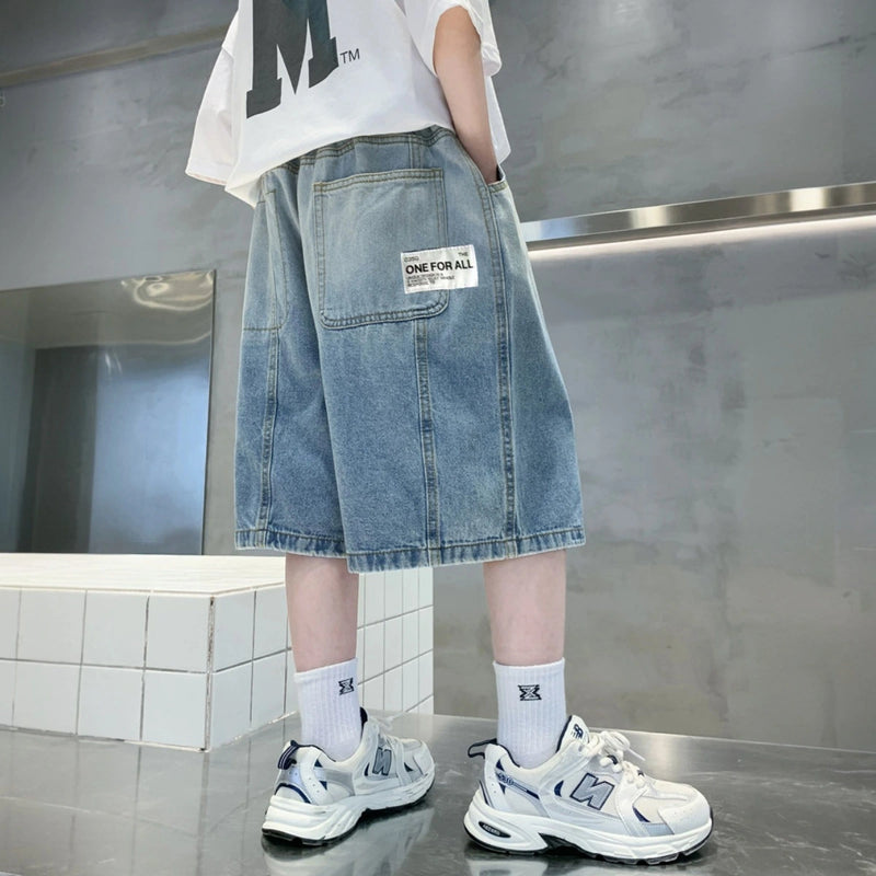 Boys Light Blue Elasticated Relaxed Fit Denim Shorts Shorts