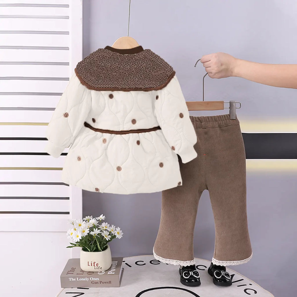 Girls White Long Sleeves Jacket With Regular T-Shirt& Pant Sets 3 pc. Sets
