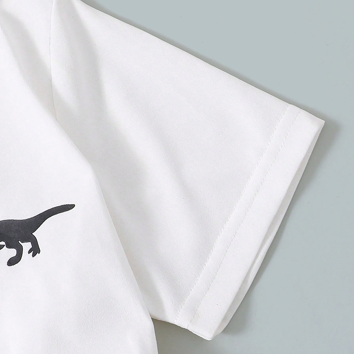 Boys White Dinosaur Printed T-Shirt With Checked Pants Set 2 pc. Sets