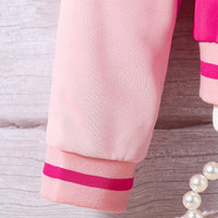 Girls Pink Typographic Printed Winter Varsity Jacket Coats & Jackets