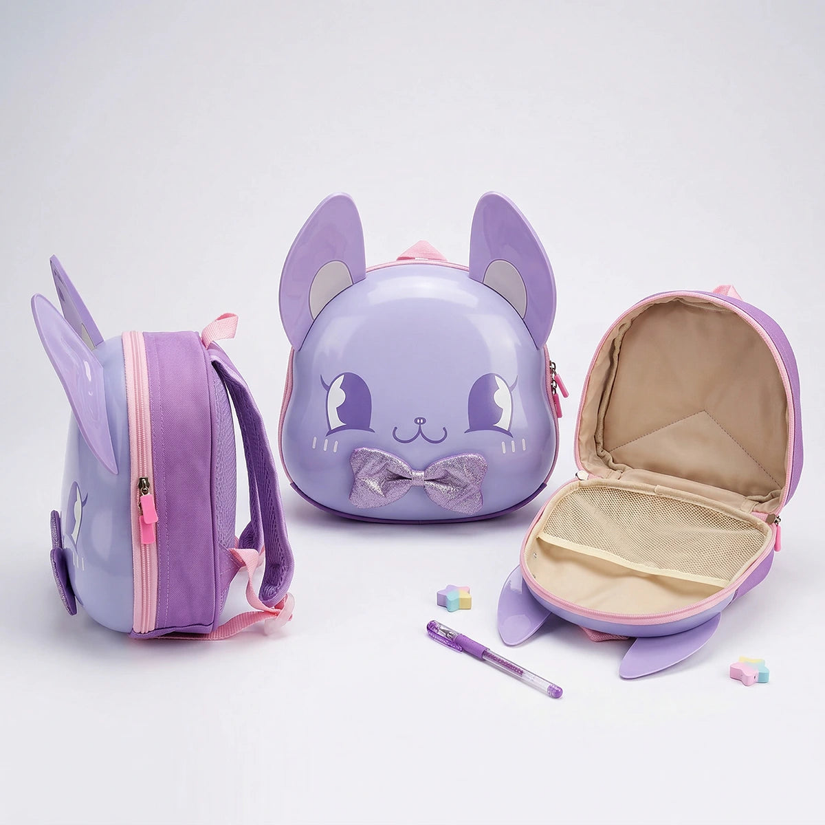Girls Purple Cartoon Character Shaped School Backpack Trending Accessories