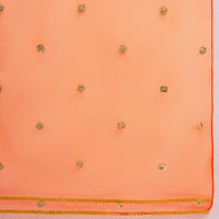 Girls Orange Bandhani Printed A-Line Kurta With Sharara And Dupatta Set Ethnicwear Girls