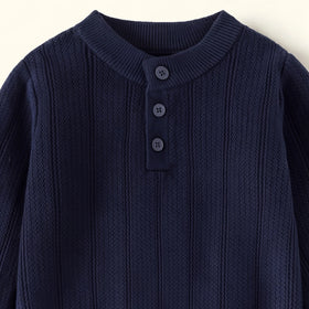 Boys Navy Blue Jacquard Long Sleeve Sweater Sweaters & Cardigans