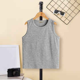 Boys Multicolor Solid Sleeveless Vests ( Pack Of 3 ) Tshirts