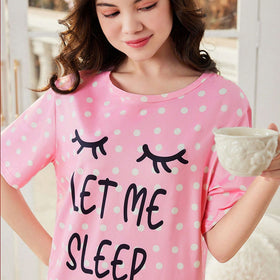 Girls Pink Polka Dot Print Night Dress Casual Dresses