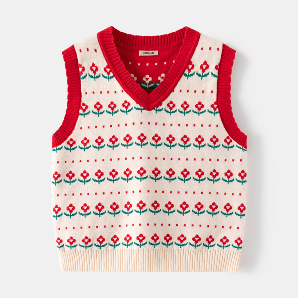 Boys Apricot Self-Design Jacquard Sweater Vest Sweaters & Cardigans