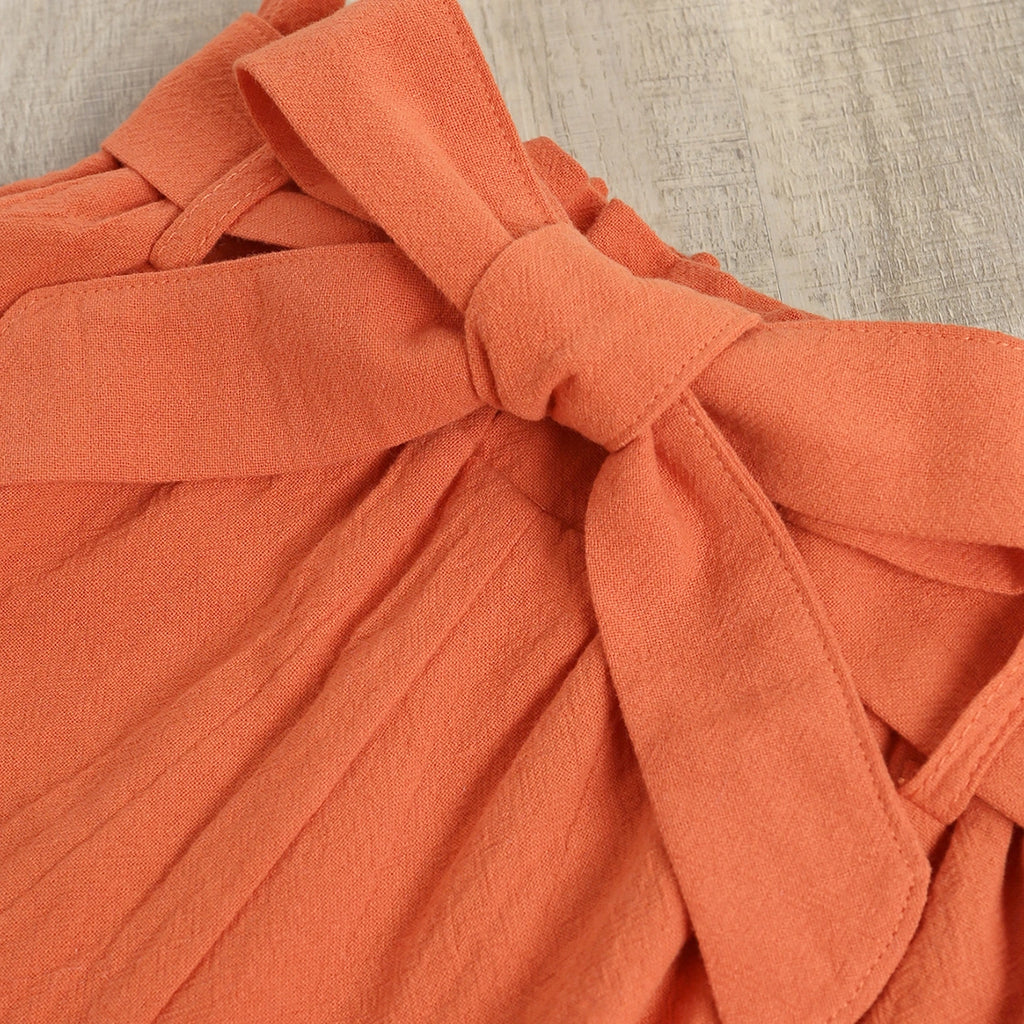 Girls Orange Sleeveless Top With Elasticated Shorts Sets 2 pc. Sets