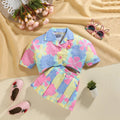 Girls Pink Floral Short Sleeve Top With Pleated Skirts Sets 2 pc. Sets Pink 0-1 Y