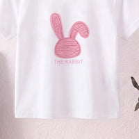 Girls White Rabbit Print Short Sleeve T-Shirt Tshirts