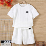 Boys Cable Knit Textured T-shirt & Shorts Set
