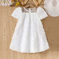 Girls White Floral Embellished A-line Dress Party Dresses White 3-4 Y