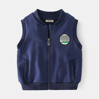 Boys Navy Blue Sleeveless Zip-up Vest Coats & Jackets